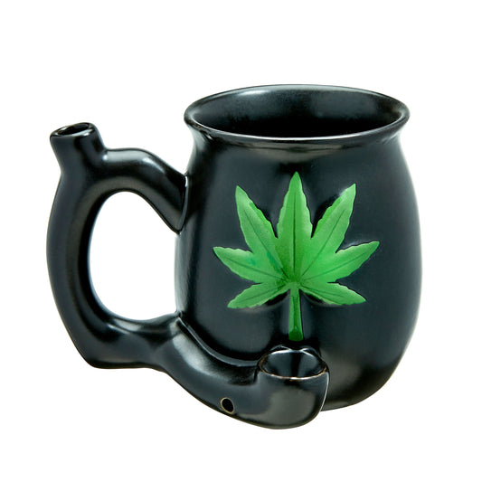 Black Matt Mug With Embossed Green Leaf - Roast  and Toast