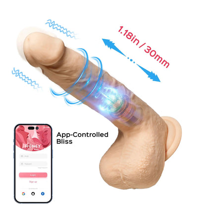 Luis-App Controlled 8.5" Real Thrusting Dildo With Clit Licker