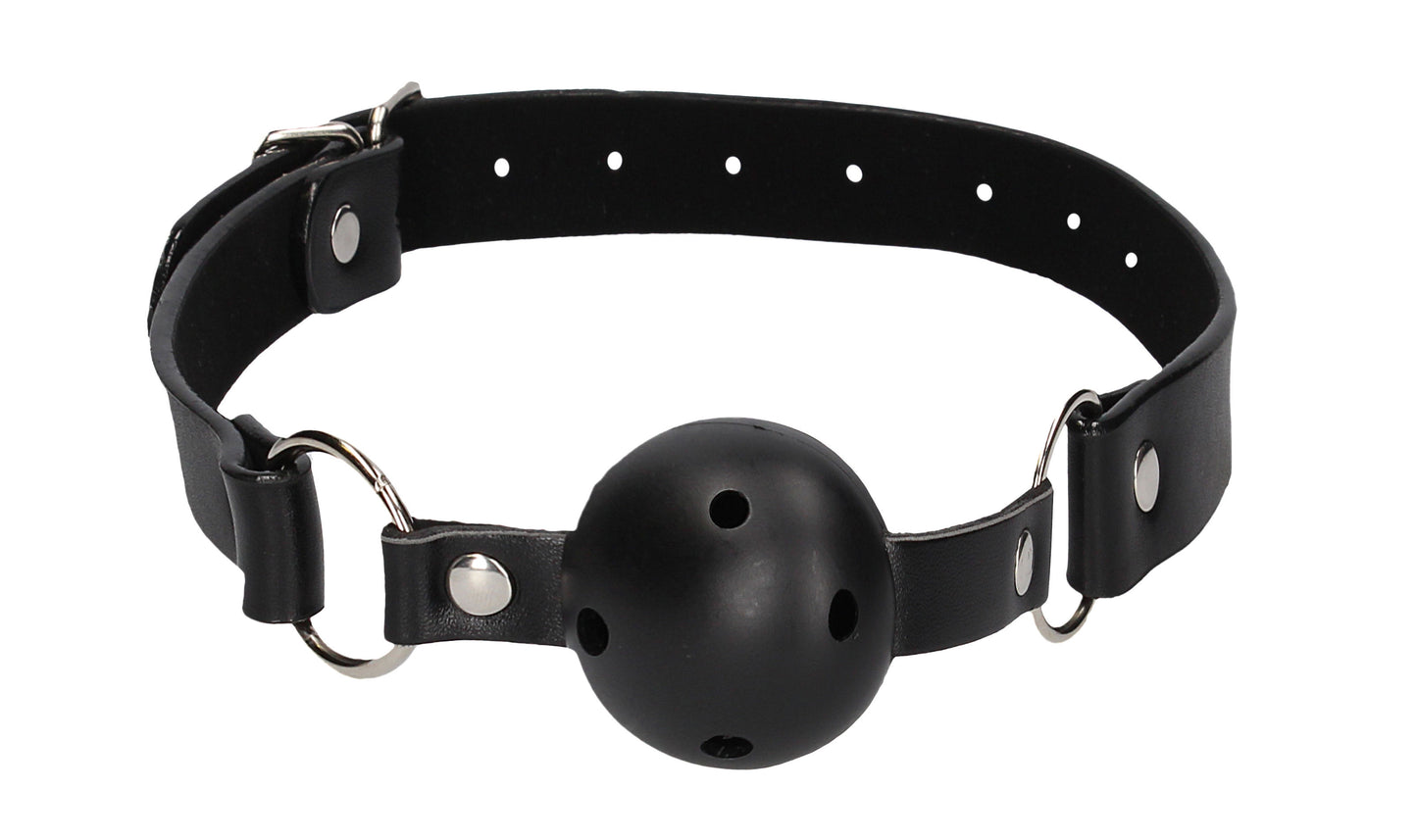 Breathable Ball Gag With Nipple Clamps - Black