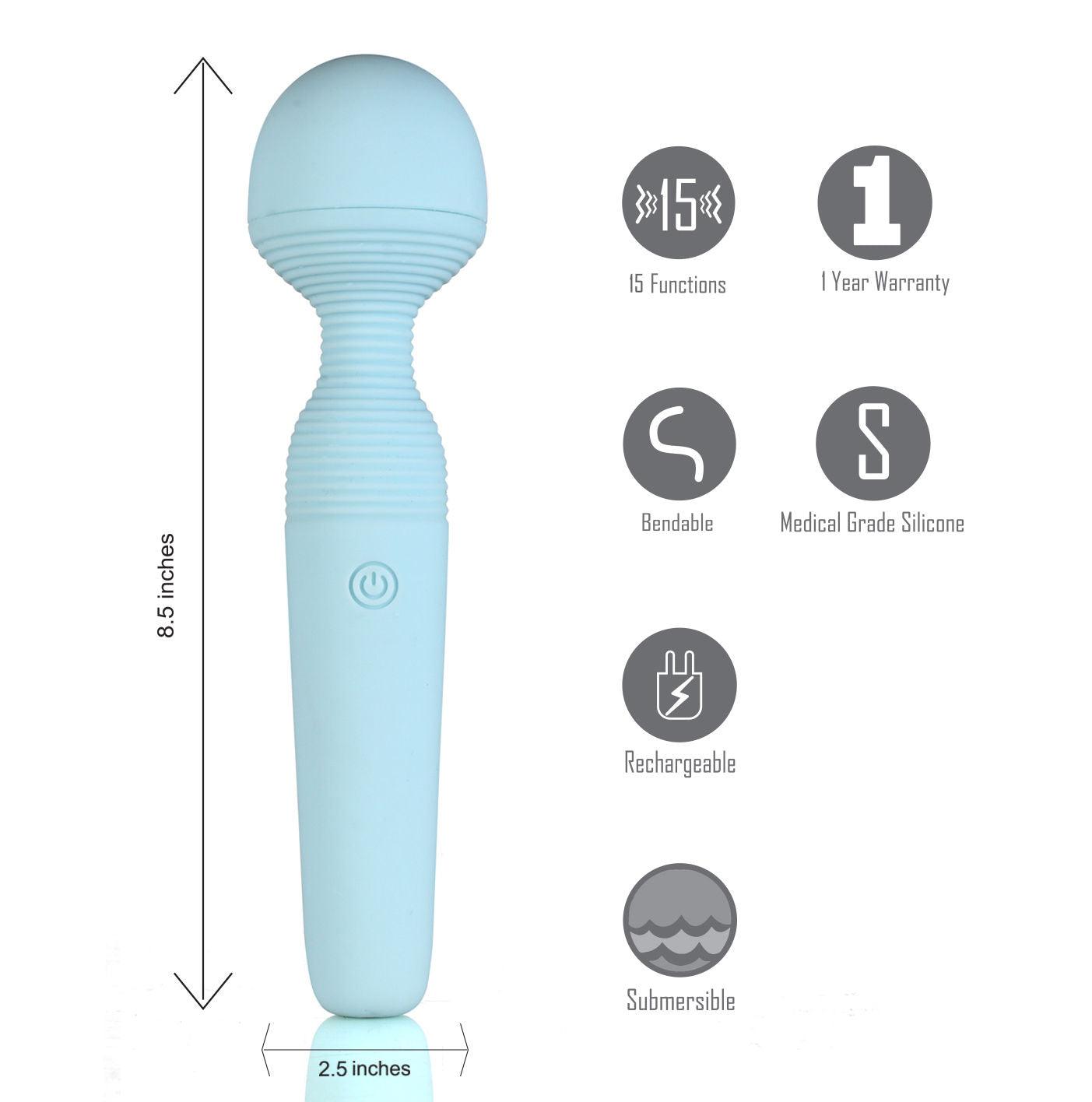 Grace Bendable Vibrating Pleasure Wand - Blue - Love It Wet