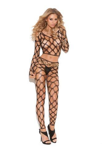 2 Piece Diamond Net Cami Top Set - One Size - Black - Love It Wet