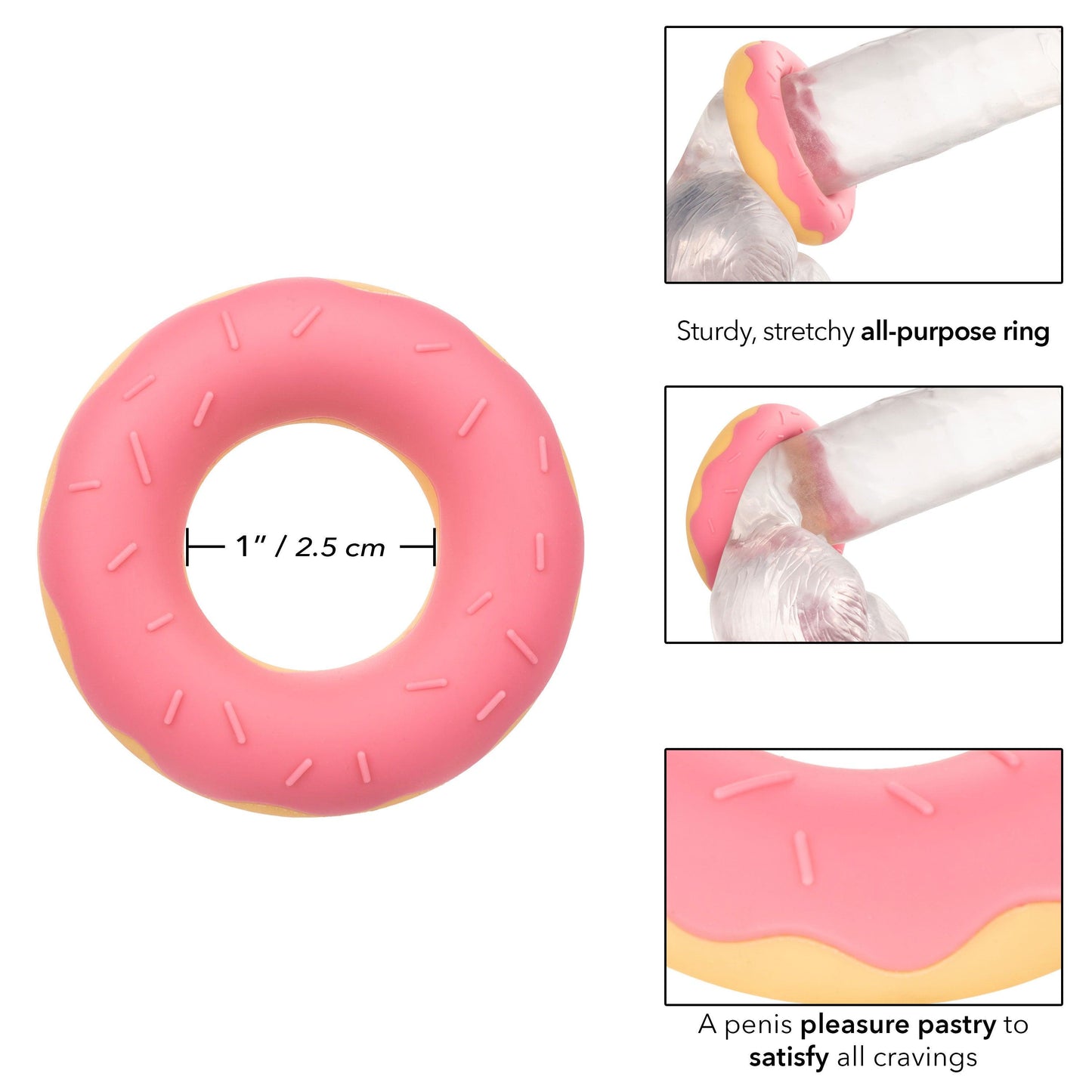 Naughty Bits Dickin Donuts Silicone Donut Cock Ring - Pink - Love It Wet