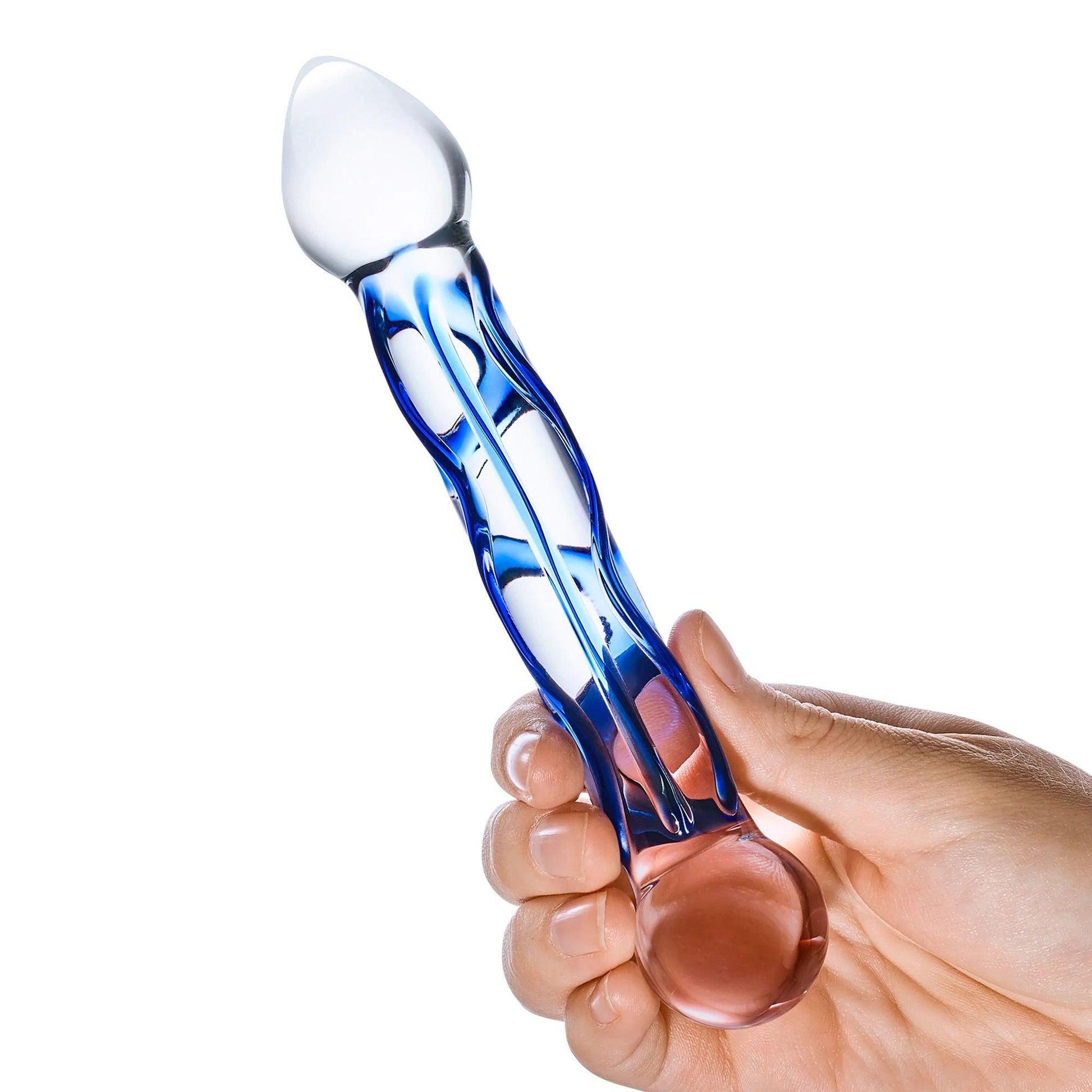 6.5 Inch Full Tip Textured Glass Dildo - Love It Wet