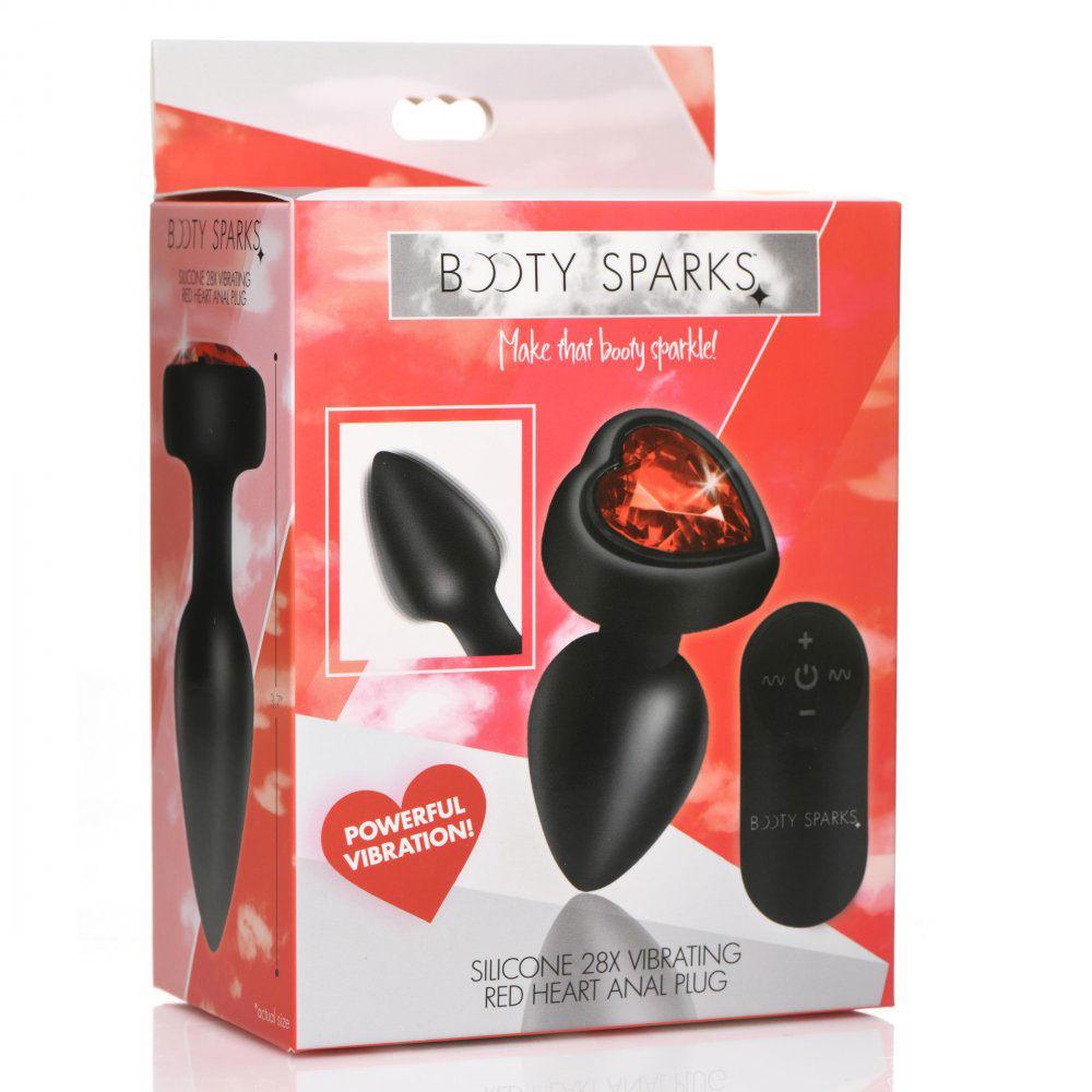 28x Silicone Vibrating Red Heart Anal Plug With Remote - Small - Love It Wet