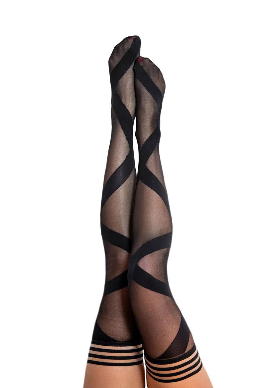 Jackie - Semi Sheer Thigh High - Size C - Black - Love It Wet