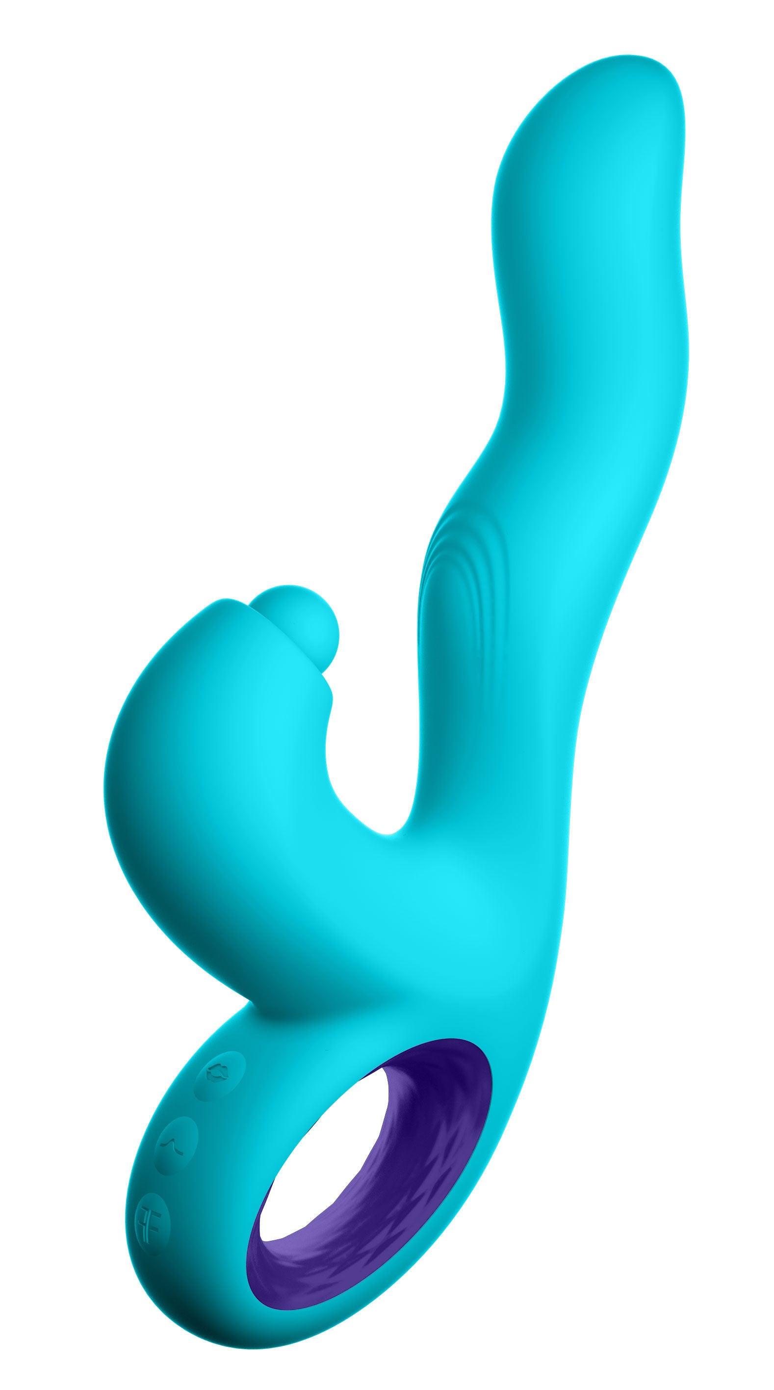 Klio Triple Action Thumping Rabbit Vibrator - Turquoise - Love It Wet