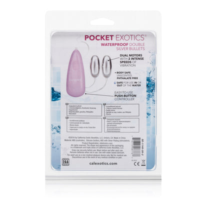 Pocket Exotics Waterproof Double Silver Bullets - Pink - Love It Wet