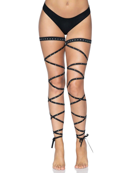 Rhinestone Garter Leg Wraps - One Size - Black - Love It Wet