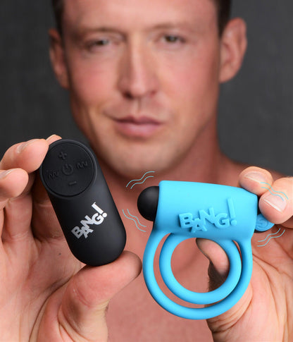 Bang - Silicone Cock Ring and Bullet With Remote Control - Black - Love It Wet