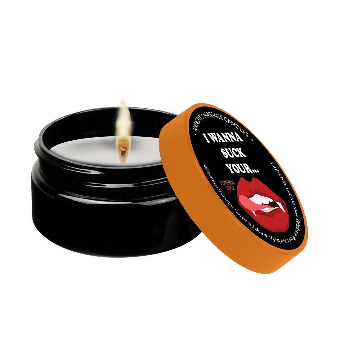 Naughty Massage Candle - I Wanna Suck Your... - Pumpkin Spice - Love It Wet