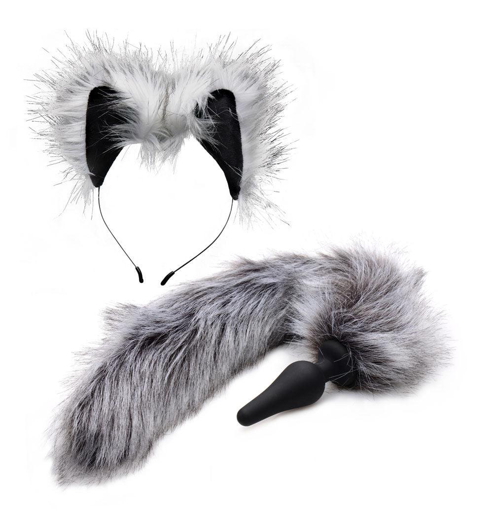 Grey Wolf Tail Anal Plug and Ears Set - Love It Wet