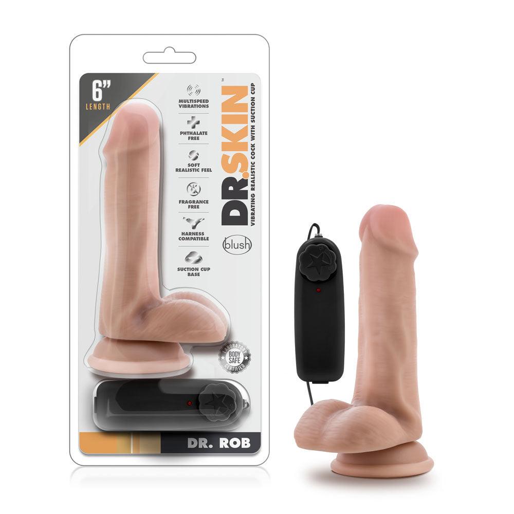 Dr. Skin - Dr. Rob - 6 Inch Vibrating Cock With Suction Cup - Vanilla - Love It Wet