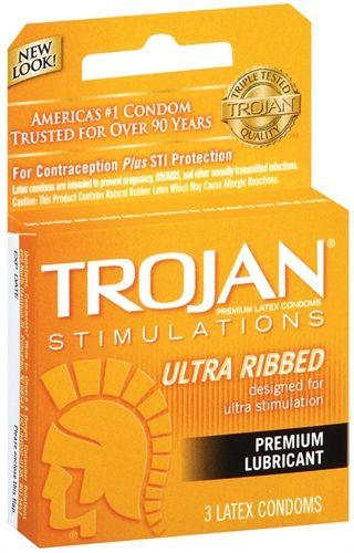 Trojan Stimulations Ultra Ribbed Lubricated Condoms - 3 Pack - Love It Wet