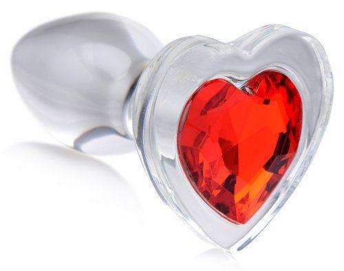 Red Heart Gem Glass Anal Plug - Small - Love It Wet