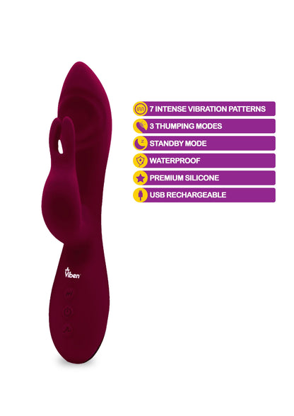 Pzazz - Ruby - Rechargeable Thumping Rabbit - Love It Wet