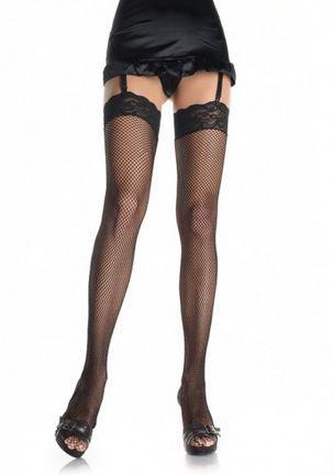 Fishnet Thigh Highs With Lace Top- One Size - Blk - Love It Wet