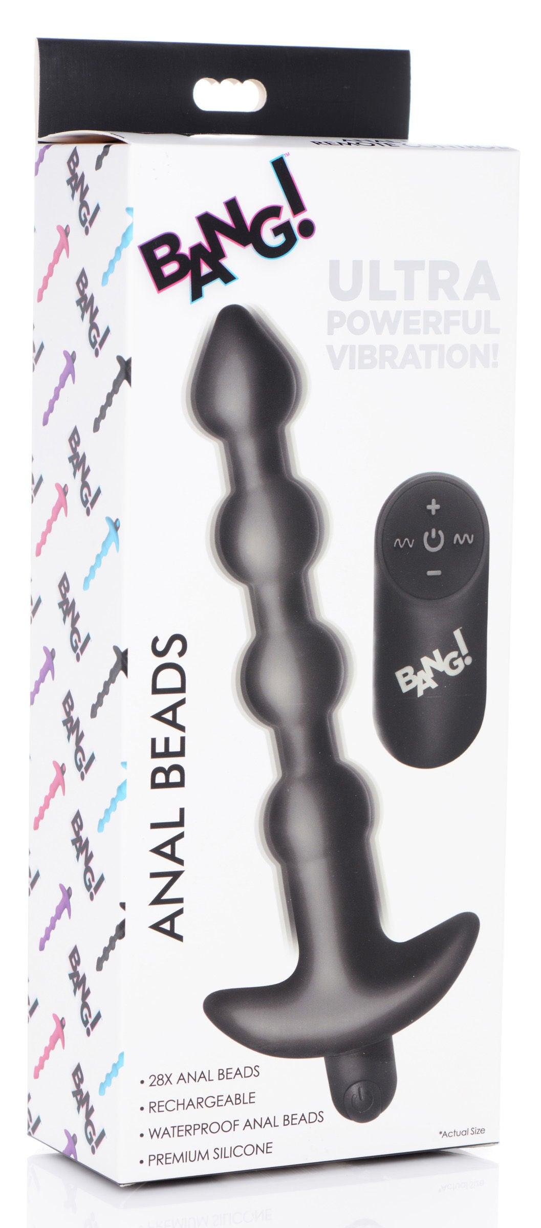 Bang - Vibrating Silicone Anal Beads and Remote Black - Love It Wet
