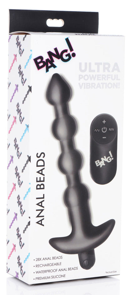 Bang - Vibrating Silicone Anal Beads and Remote Black - Love It Wet