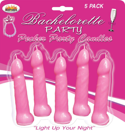 Bachelorette Pecker Party Pink Candles 5pk - Love It Wet