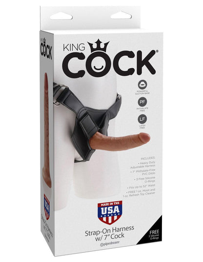 King Cock Strap-on Harness With 7 Inch Cock - Tan - Love It Wet