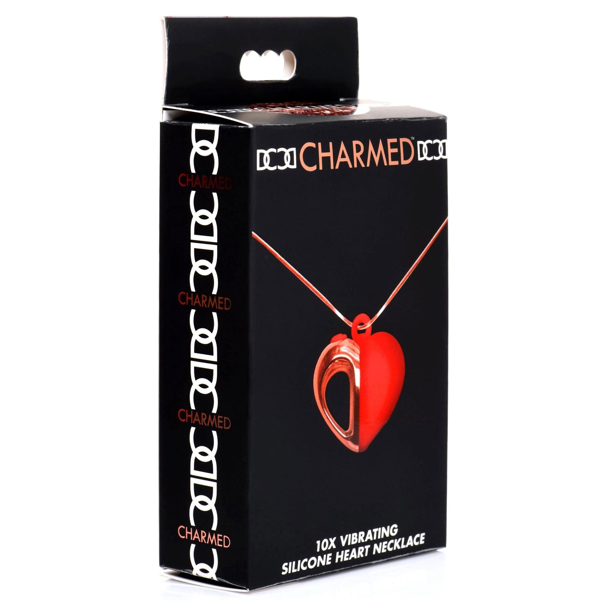 10x Vibrating Silicone Heart Necklace - Rose Gold/ Red - Love It Wet