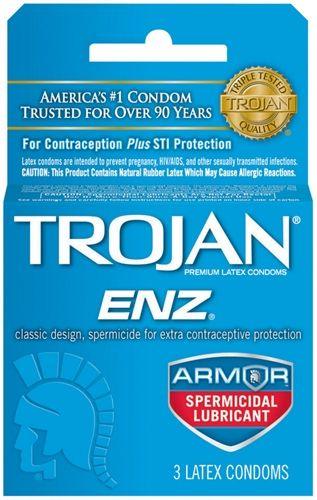 Trojan Enz Armor Spermicidal Lubricated Condoms - 3 Pack - Love It Wet