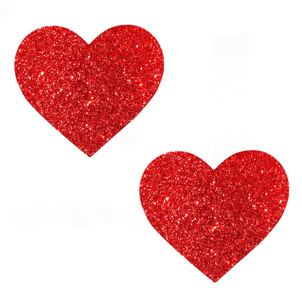 Ravish Me Red Glitter I Heart U Nipztix Pasties - Love It Wet