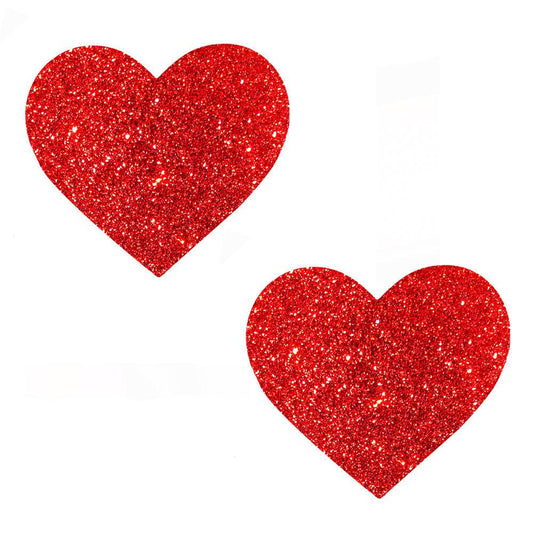 Ravish Me Red Glitter I Heart U Nipztix Pasties - Love It Wet