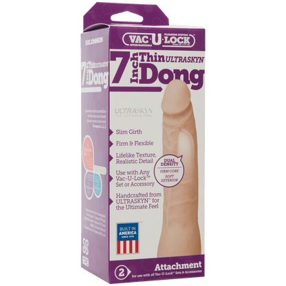 Vac-U-Lock 7-Inch Ultraskyn Thin Dong - Vanilla - Love It Wet