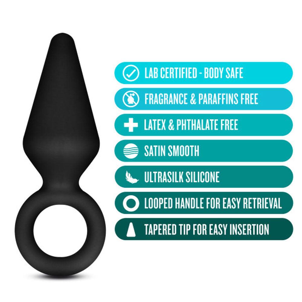 Anal Adventures - Platinum - Silicone Loop Plug - Small - Black - Love It Wet