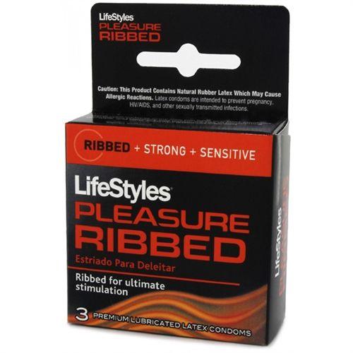 Lifestyles Pleasure Ribbed Condoms - 3 Pack - Love It Wet