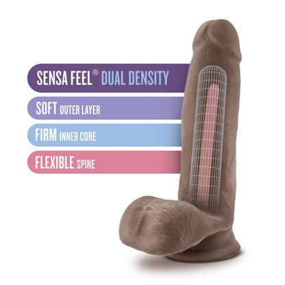 Au Naturel - 7 Inch Sensa Feel Dildo - Chocolate - Love It Wet