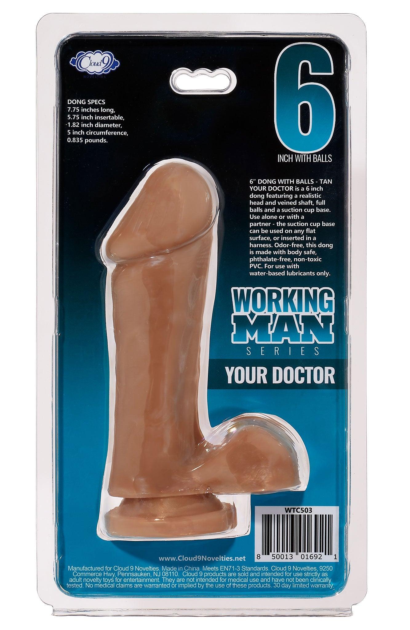 Cloud 9 Working Man 6 Inch With Balls - Your Doctor - Tan - Love It Wet