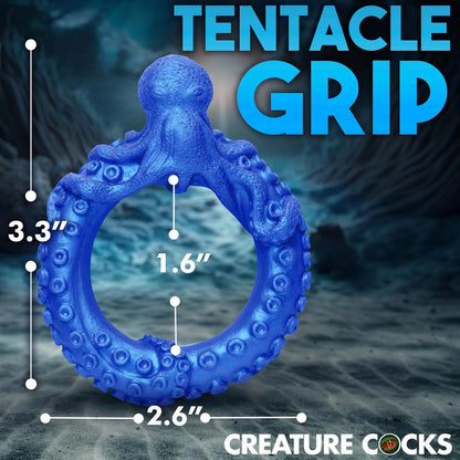 Poseidon's Octo-Ring Silicone Cock Ring - Blue - Love It Wet