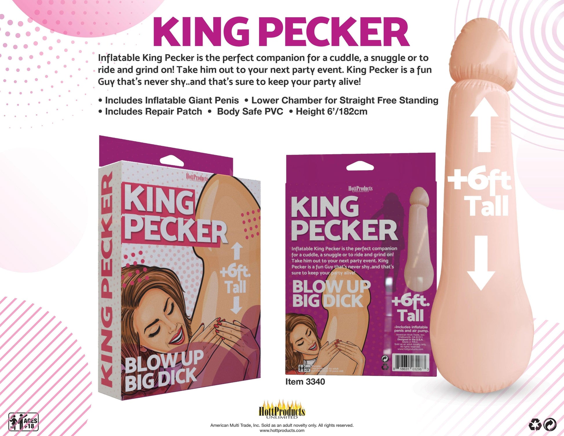 King Pecker- 6 Foot Giant Inflatable Penis - Love It Wet