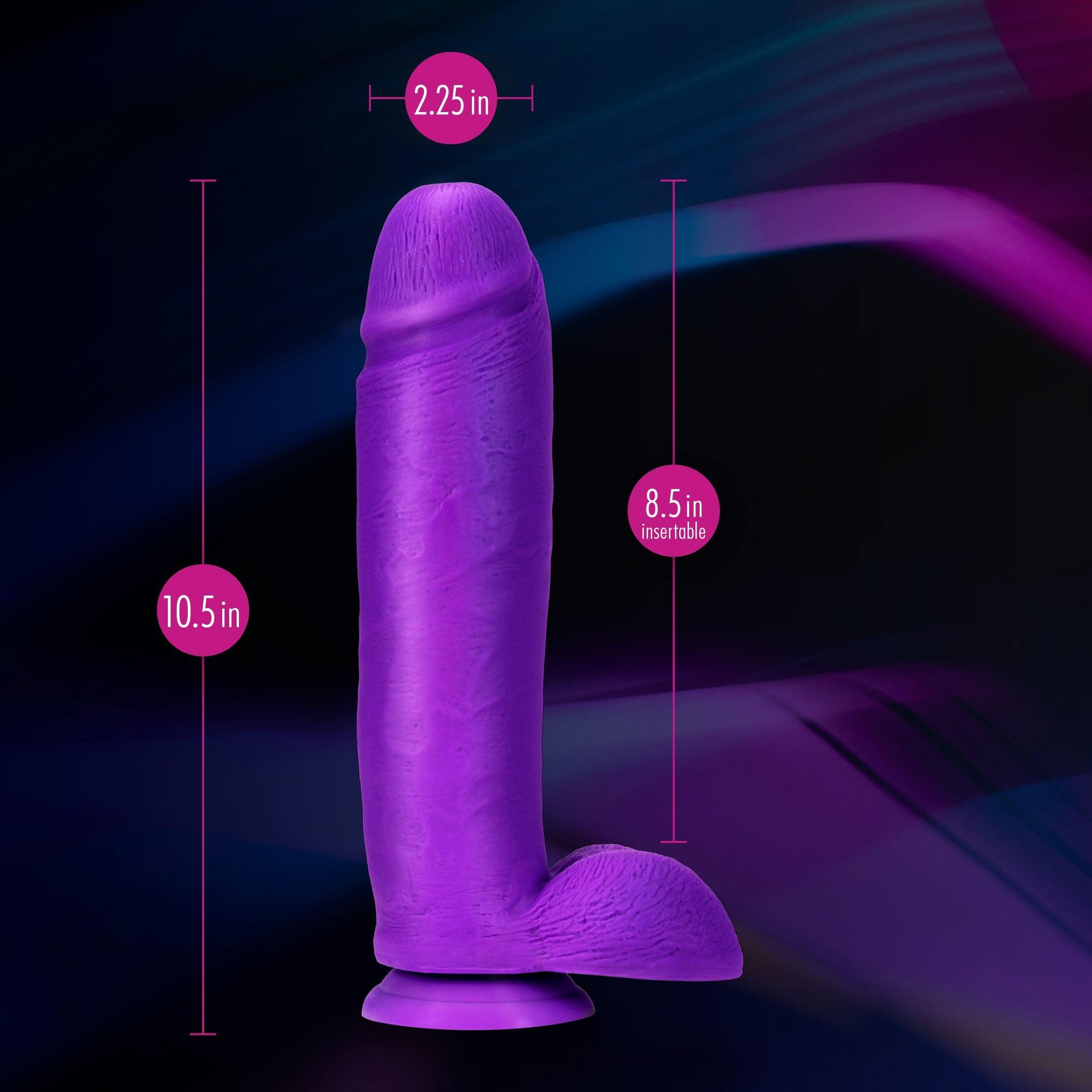 Neo Elite - 10 Inch Silicone Dual Density Cock With Balls - Neon Purple - Love It Wet