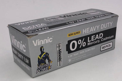 Vinnic Extra Heavy Duty AAA Batteries - 2 Pc./ Shrink Pk. - 60 Pcs. Box - Love It Wet