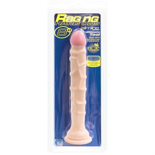 Raging Hard Ons Slimline With Suction Cup 8 Inch Dong - White - Love It Wet