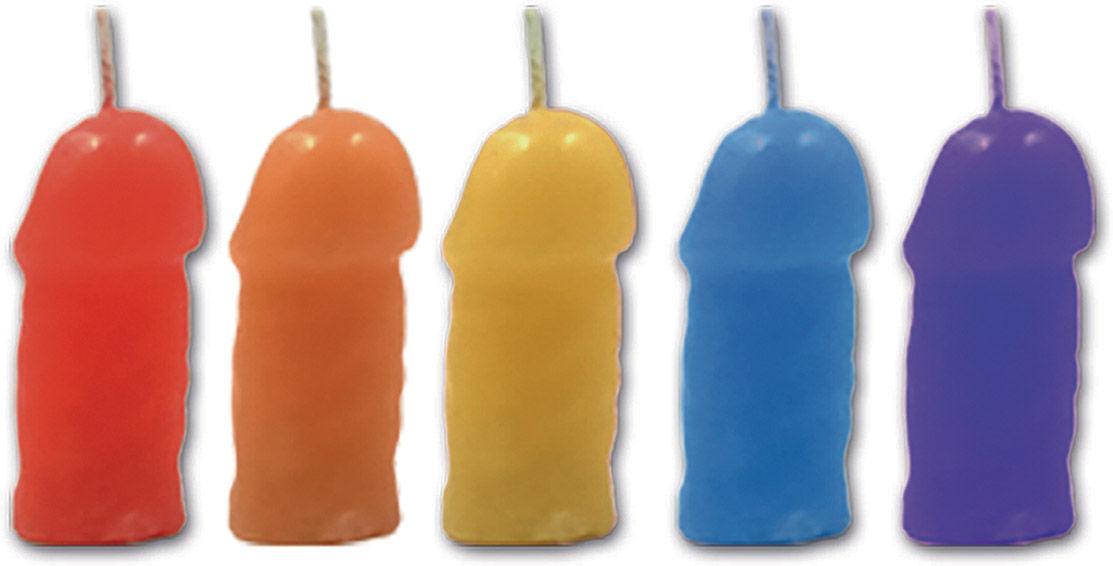 Rainbow Pecker Party Candles - 5 Pack - Love It Wet