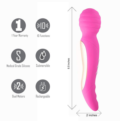 Zoe Twisty Dual Vibrating Pleasure Wand - Pink - Love It Wet