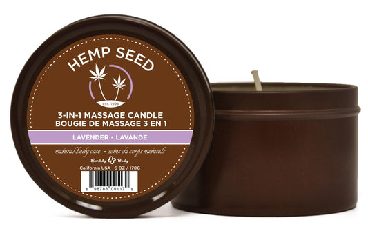 Hemp Seed 3-in-1 Massage Candle - Lavender - 6 Oz. - Love It Wet