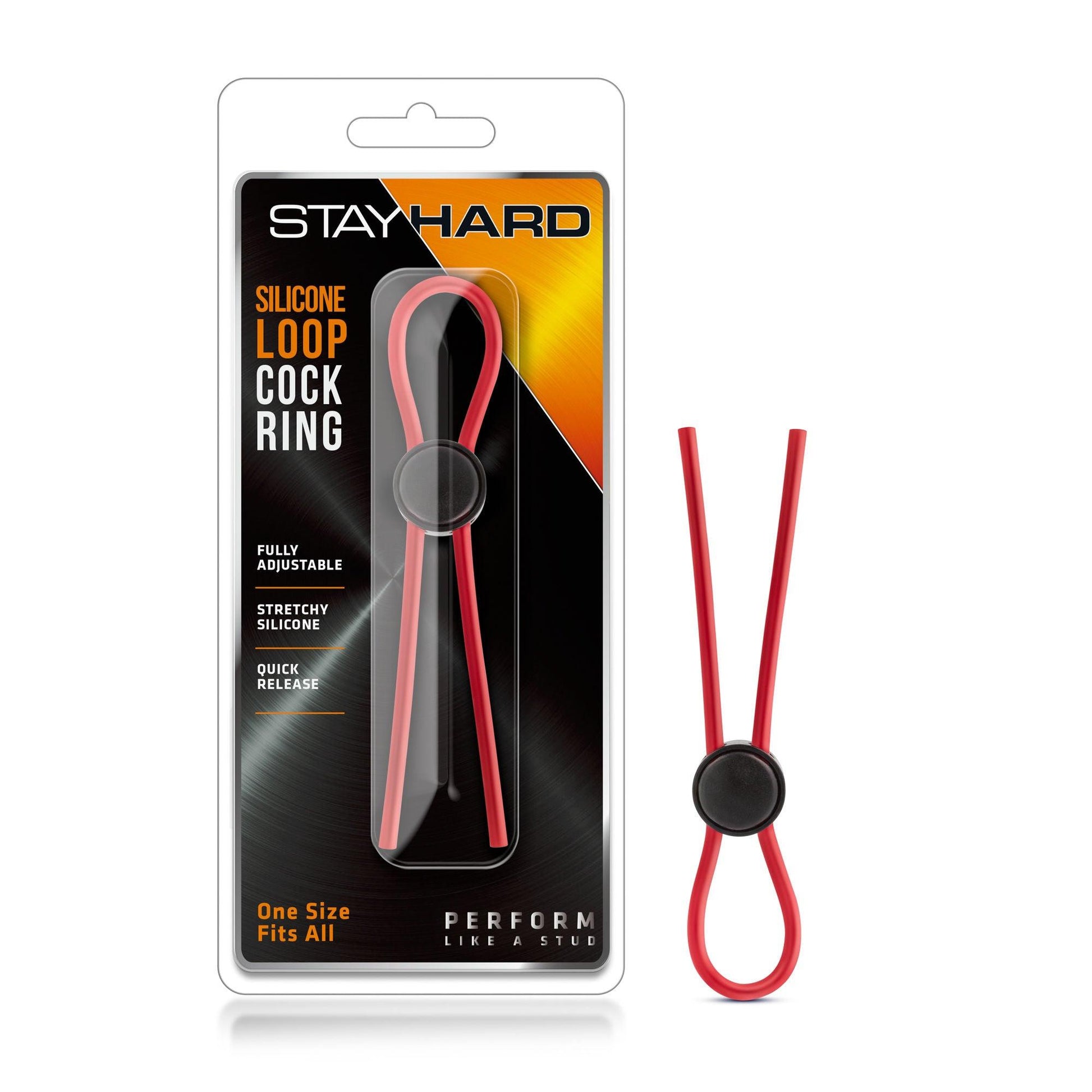 Stay Hard - Silicone Loop Cock Ring - Red - Love It Wet