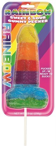 Rainbow Sweet & Sour Gummy Pecker - Love It Wet