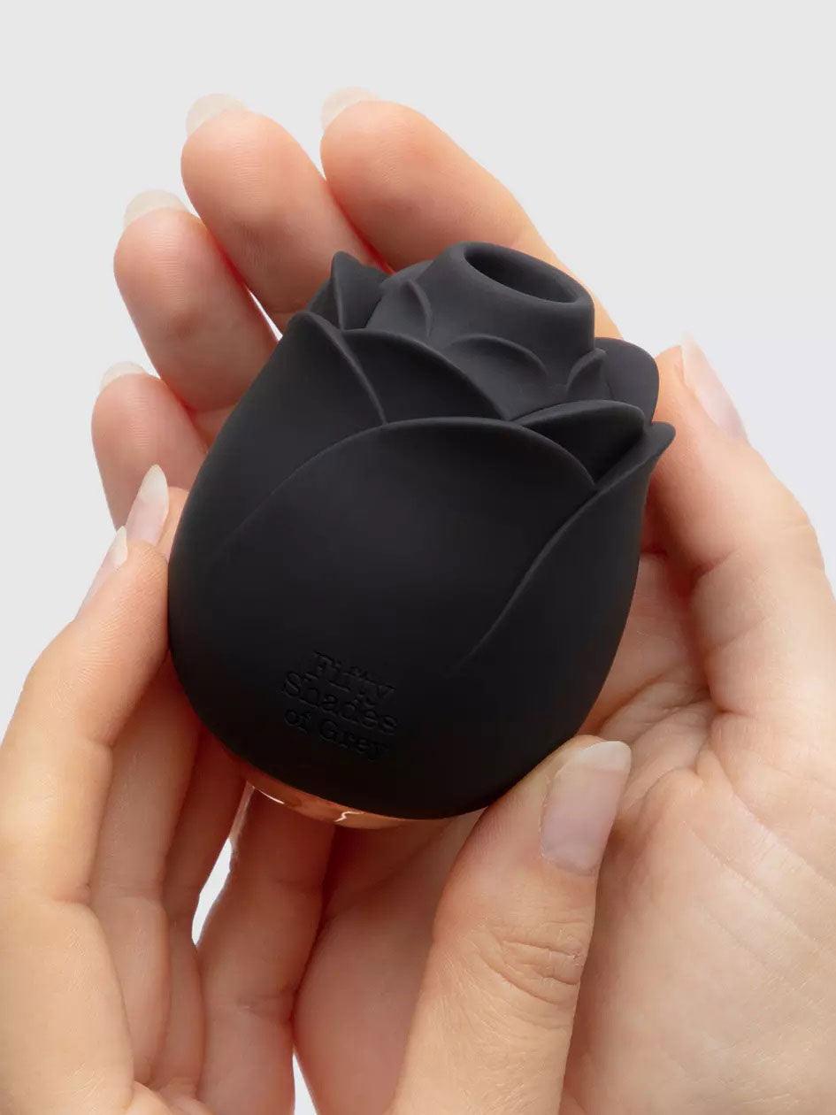 Fifty Shades of Grey Black Rose Silicone Clitoral Suction Stimulator - Black - Love It Wet