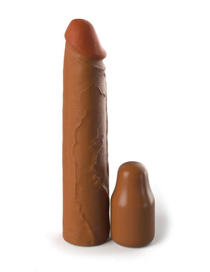 Fantasy X-Tensions Elite 8 Inch Sleeve With 2 Inch Plug - Tan - Love It Wet