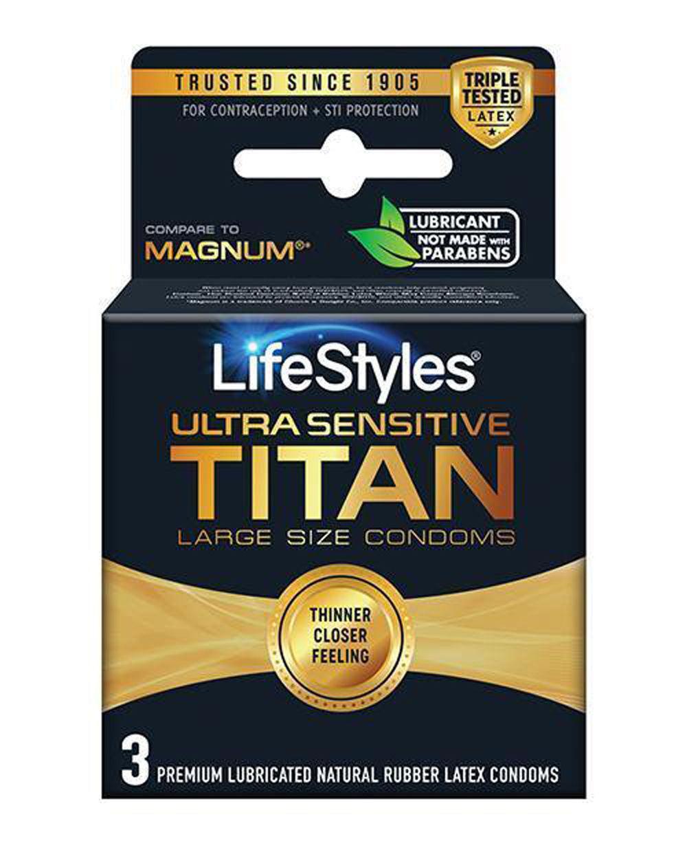 Lifestyles Ultra Sensitive Titan Large 3 Pack - Love It Wet