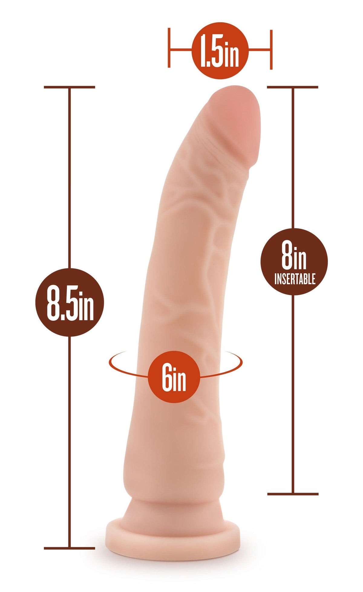 Dr. Skin Silicone - Dr. Noah - 8 Inch Dong With Suction Cup - Vanilla - Love It Wet