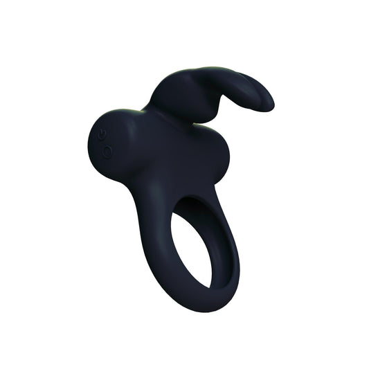 Ohhh Bunny Frisky Bunny Vibrating Ring - Black Pearl - Love It Wet