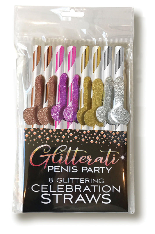 Glitterati Penis Party Celebration Straws - 8 Count - Love It Wet