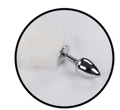 Foxy Tail - Light Up Faux Fur Butt Plug - White Plug - White - Love It Wet